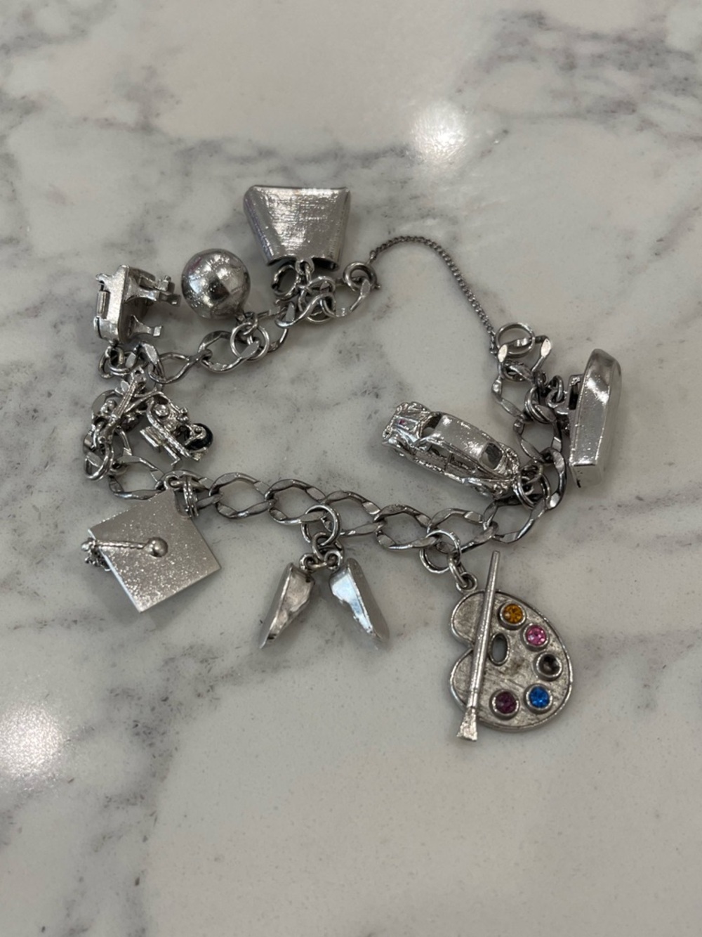 Silver Charm Bracelet - 9 Charms